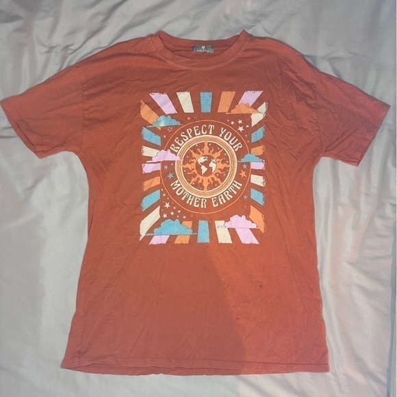 Tops - “Respect Your Mother Earth” Orange T-Shirt | Made in Italy | Size Medium